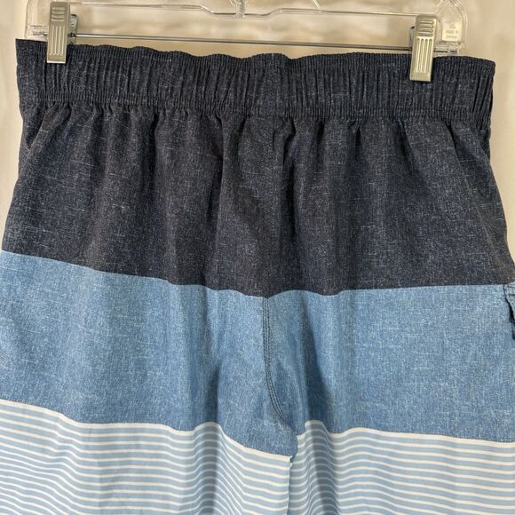 Oakley Swim Trunks Men's Medium Blue Striped Drawstring Pocket Hook Eye - Picture 7 of 8